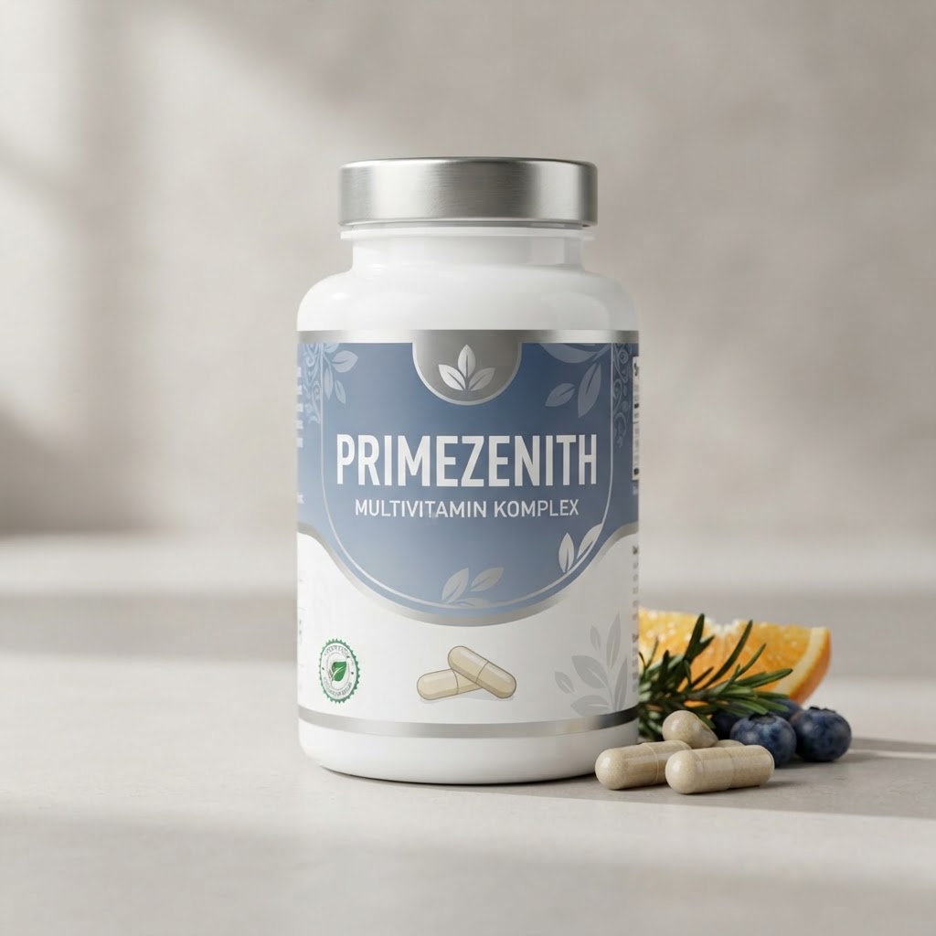 PrimeZenith fles met ingrediënten en capsules
